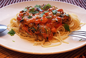 Спагетти с баклажаном