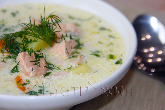 лохикейтто - финский суп с лососем и сливками, рецепт
