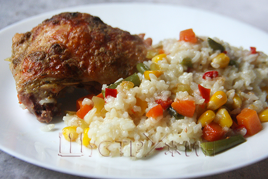 как приготовить курицу и рас с овощами в духовке